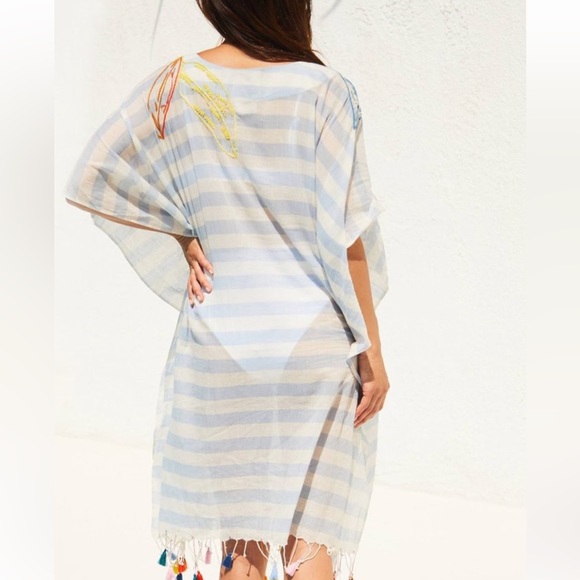 Anthropologie Fringed Embroidered Caftan Coverup - Picture 2 of 9